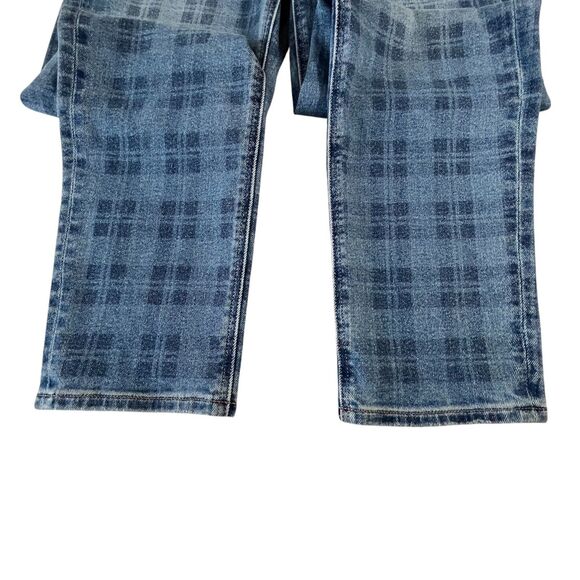 American Eagle Jeans Women 0 Blue Plaid Skinny Mid Rise Stretch (W22 L27) - Picture 10 of 15